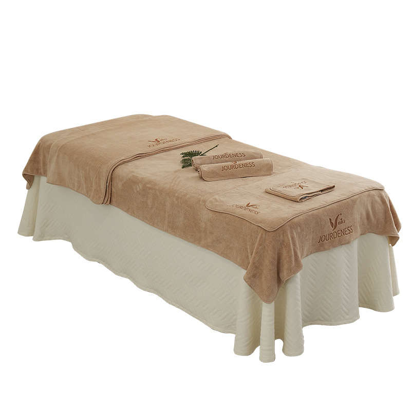 Muchai SPA szépségápolási öt részes készlet: nedvszívó velúr törölköző, testbevonó kendő, lepedő, fejkendő és bőrápolási készlet; anyag: poliészter rost; modern, minimalist stílus; reaktív nyomtatás és festés; logóval testreszabható; melegen tart