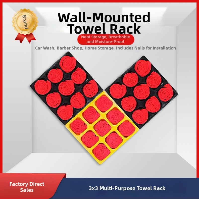 Nástenný vešiak na uteráky a úložná skriňa pre autodielňu a kozmetický salón, plastový