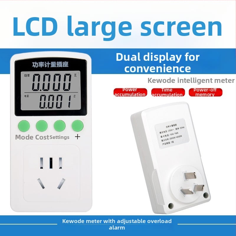 Coward domáci energetický monitor so zásuvkou na meranie – meria napätie, prúd a výkon; číslicový displej; 50 Hz.