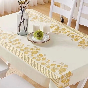 Μίας χρήσης τραπεζομάντηλο από PE, τετράγωνο σχήμα, αδιάβροχο και ανθεκτικό στο λάδι, μοτίβο Window Flower με άνθη και πλέγμα