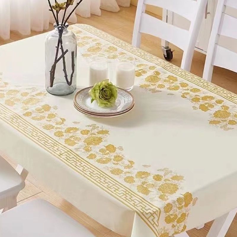 Μίας χρήσης τραπεζομάντηλο από PE, τετράγωνο σχήμα, αδιάβροχο και ανθεκτικό στο λάδι, μοτίβο Window Flower με άνθη και πλέγμα
