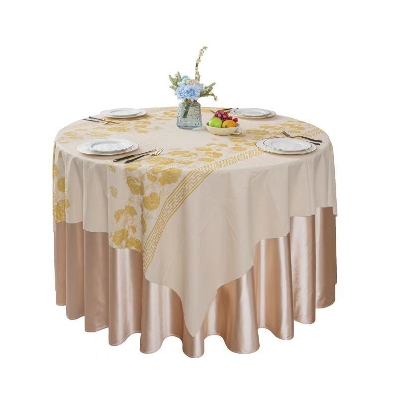 Μίας χρήσης τραπεζομάντηλο από PE, τετράγωνο σχήμα, αδιάβροχο και ανθεκτικό στο λάδι, μοτίβο Window Flower με άνθη και πλέγμα