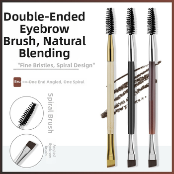 Διπλής άκρης βούρτσας φρυδιών με κεκλιμένη άκρη πούδρας και σπειροειδή κυρτήρα βλεφαρίδων, φορητή βούρτσα μακιγιάζ ματιών – Yin Color, Προέλευση Γκουανγκζού, 2022, Σειρά: Διπλός άκρης φρυδιών, Συσκευασία: 1 τεμάχιο