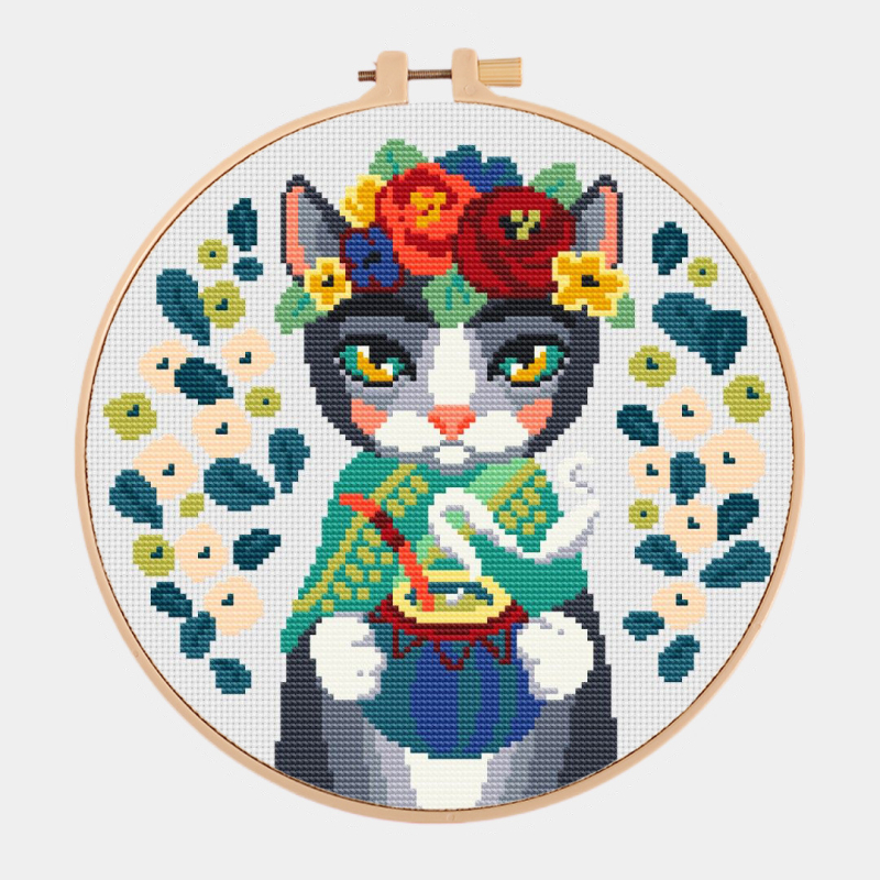 Emjoy komplet za cross-stitch s cvjetnim uzorkom na 14CT poli od poliestersko-pamučne tkanine za ukrasnu sliku