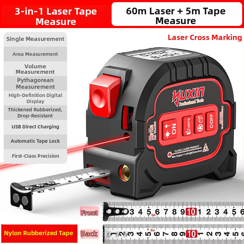 Yuxin Laserový merač vzdialenosti – Tri v jednom infračervené elektronické meranie pre malé miestnosti