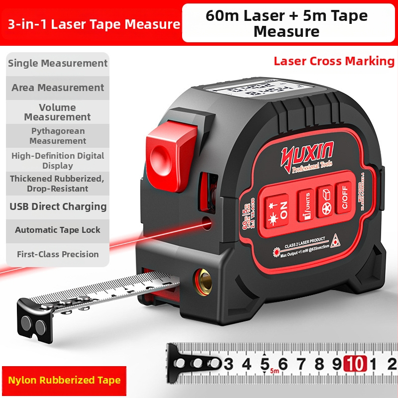 Yuxin Laserový merač vzdialenosti – Tri v jednom infračervené elektronické meranie pre malé miestnosti