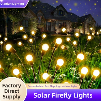 Solárna pôdná lampa s dizajnom firefly, IP65 vodeodolná, z nehrdzavejúcej ocele, 5W, 6–12 hodín kontinuálneho osvetlenia.