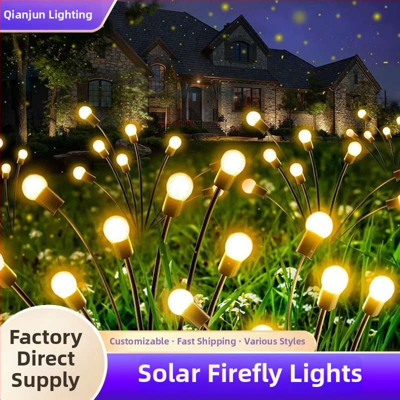 Solárna pôdná lampa s dizajnom firefly, IP65 vodeodolná, z nehrdzavejúcej ocele, 5W, 6–12 hodín kontinuálneho osvetlenia.