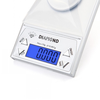 Vaga za nakit, elektronička vaga, model 158; prijenosna platforma; raspon mjerenja 10 g–50 g s razinom 0.001 g; napajanje 2xAAA