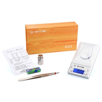 Vaga za nakit, elektronička vaga, model 158; prijenosna platforma; raspon mjerenja 10 g–50 g s razinom 0.001 g; napajanje 2xAAA