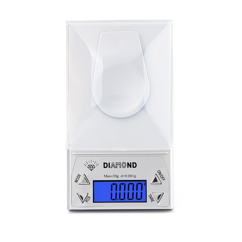 Vaga za nakit, elektronička vaga, model 158; prijenosna platforma; raspon mjerenja 10 g–50 g s razinom 0.001 g; napajanje 2xAAA