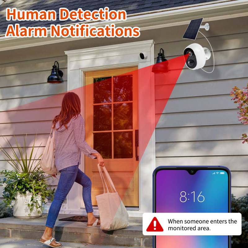 Cameră IP pentru casă, fără fir, stil graffiti, monitorizare AI de la distanță, rezistentă la ploaie și praf | 3 MP rezoluție, obiectiv 2.8 mm, IR până la 25 m, temperatură de operare -10°C până la 55°C, alimentare 5V