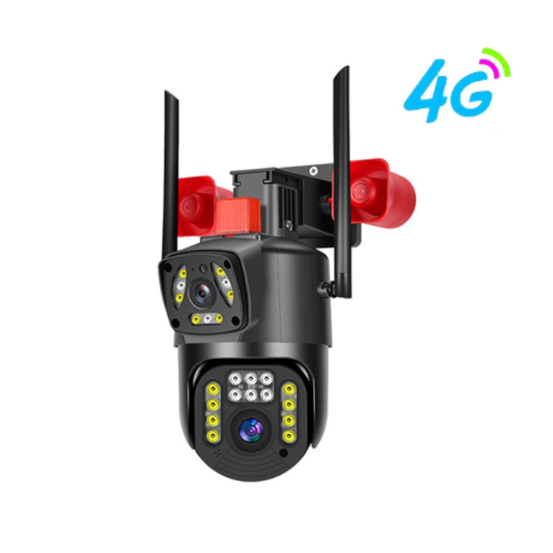 Külső vízálló felügyeleti kamera kettős objektívvel, 4G, Wi‑Fi, éjjellátás és hanginterkom