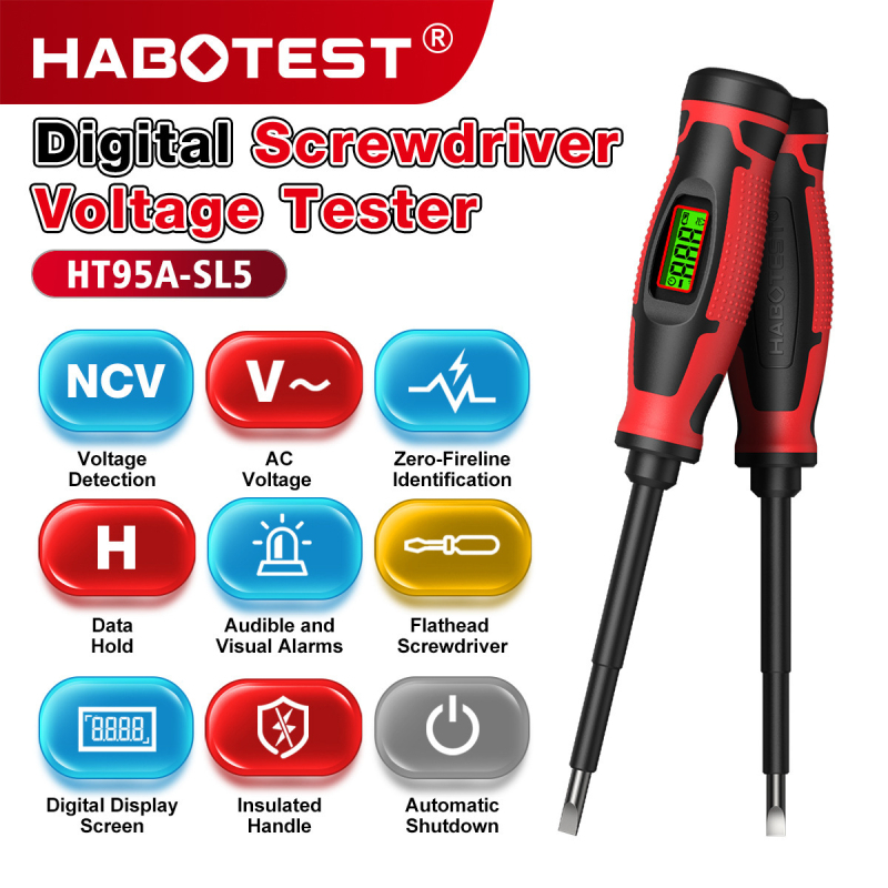 Digitalni tester odvijača HT95A – Višestruki detektor sklopa, Pametan električarski alat (Model HT95A-SL5; Značka HABOTEST/Huabo; Primjena: Profesionalna/Domaća/Studentska)