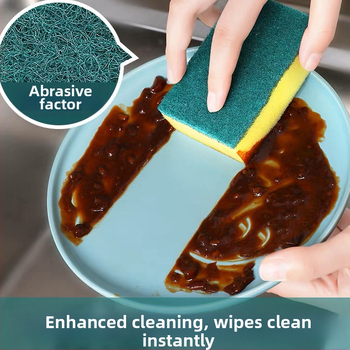 Dvojstranná špongová čistiaca špongia na hrnce a misky, balenie 4 ks, domáce upratovanie (Materiál: špongia; Použitie: hrnce a misky; Funkcia: domáce upratovanie; Balenie: 4 ks)
