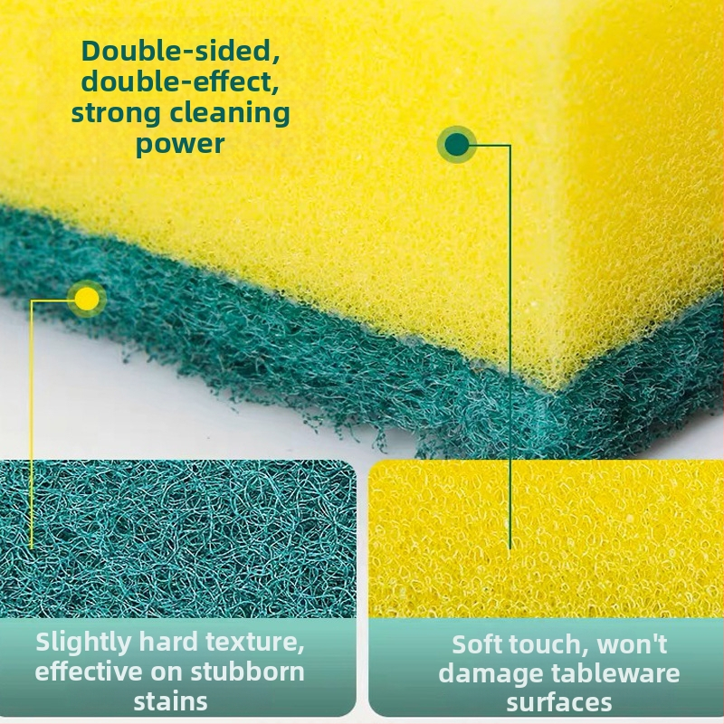 Dvojstranná špongová čistiaca špongia na hrnce a misky, balenie 4 ks, domáce upratovanie (Materiál: špongia; Použitie: hrnce a misky; Funkcia: domáce upratovanie; Balenie: 4 ks)