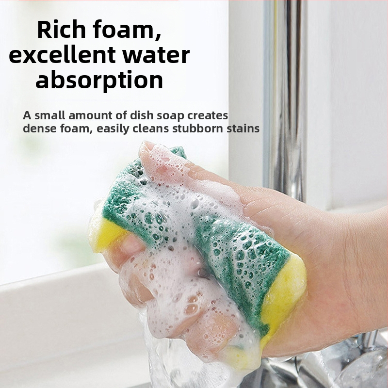 Dvojstranná špongová čistiaca špongia na hrnce a misky, balenie 4 ks, domáce upratovanie (Materiál: špongia; Použitie: hrnce a misky; Funkcia: domáce upratovanie; Balenie: 4 ks)