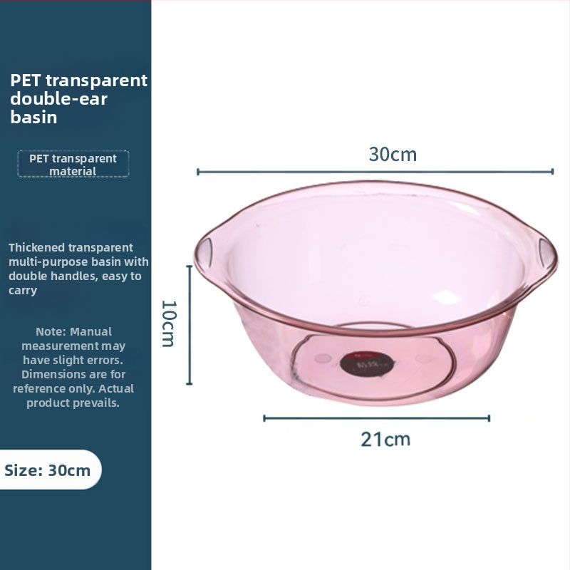 Balance Chaohui Priehľadná misa s dvojitými uchami – plastová misa na pranie, umývanie zeleniny a ovocia, pranie nô a tváre (400 g)