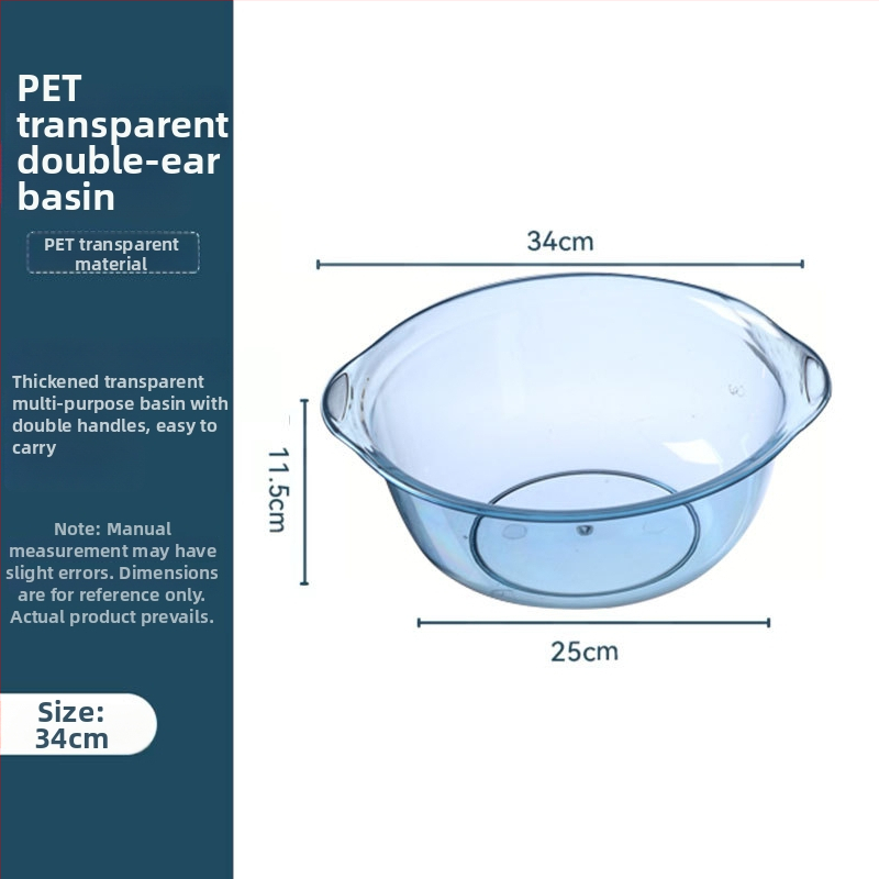 Balance Chaohui Priehľadná misa s dvojitými uchami – plastová misa na pranie, umývanie zeleniny a ovocia, pranie nô a tváre (400 g)
