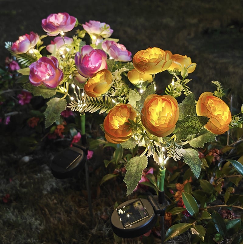 Vanjska solarna LED cvjetna lampa Me3056, nehrđajući čelik, IP65, 0.3W, 6–12 sati