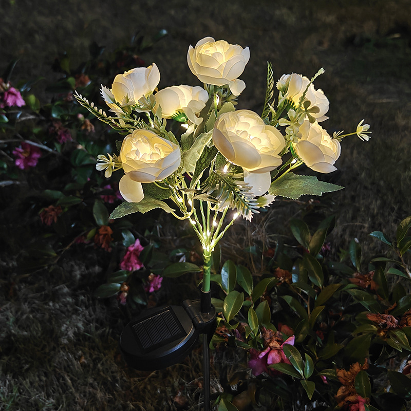 Vanjska solarna LED cvjetna lampa Me3056, nehrđajući čelik, IP65, 0.3W, 6–12 sati