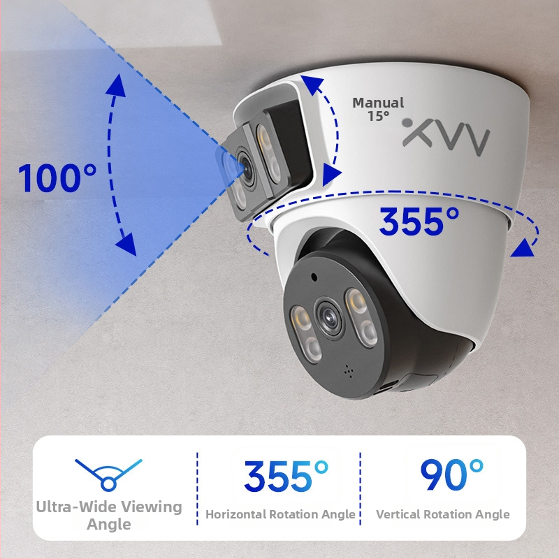 Xiaovv PTZ beltéri felügyeleti kamera – 355° vízszintes forgás, 90° függőleges forgás, mennyezeti felület, DC5V, ABS ház