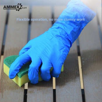 WSBNL Jednorázové modré nitrilové rukavice, s predĺženou dĺžkou, odolné voči olejom a protišmykové, kuchynská ochrana