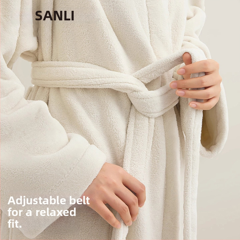 Unisex župan pre pár s Panda vyšivkou, Coral fleece materiál