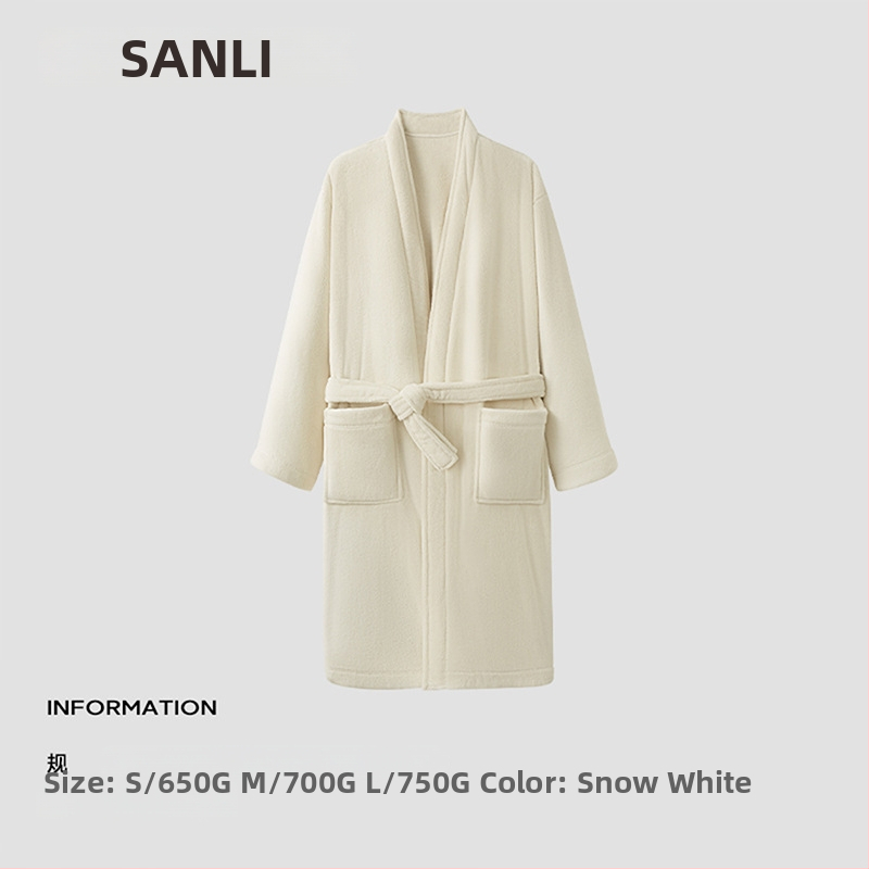 Unisex župan pre pár s Panda vyšivkou, Coral fleece materiál