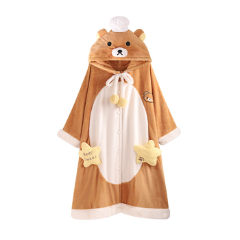 Jesensko-zimski slatki Rilakkuma kuhar flanel, debeli, s dugim rukavima, kućna odjeća