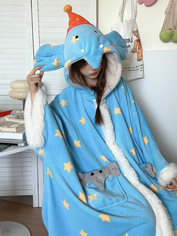 Jesensko-zimski slatki Rilakkuma kuhar flanel, debeli, s dugim rukavima, kućna odjeća