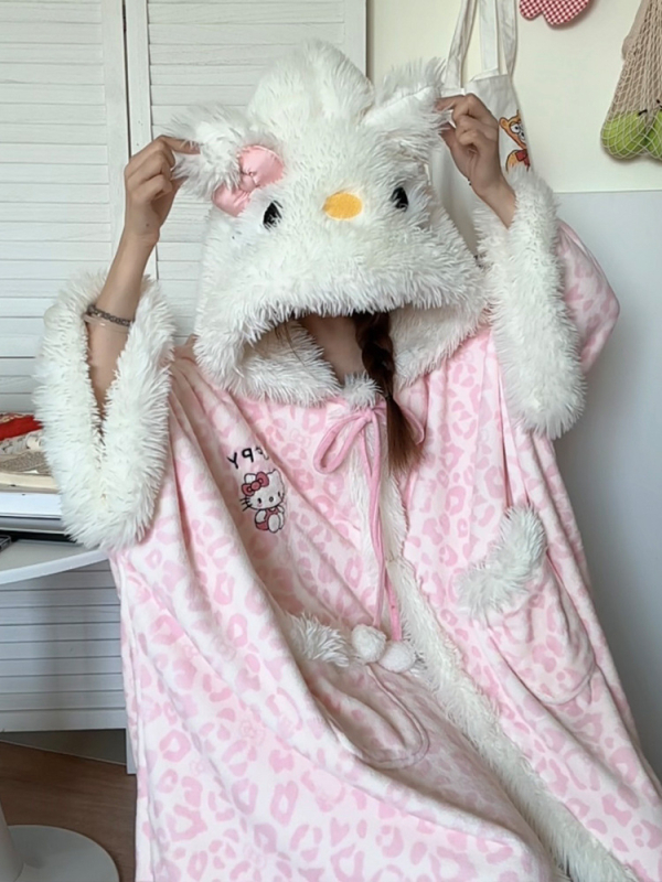 Jesensko-zimski slatki Rilakkuma kuhar flanel, debeli, s dugim rukavima, kućna odjeća