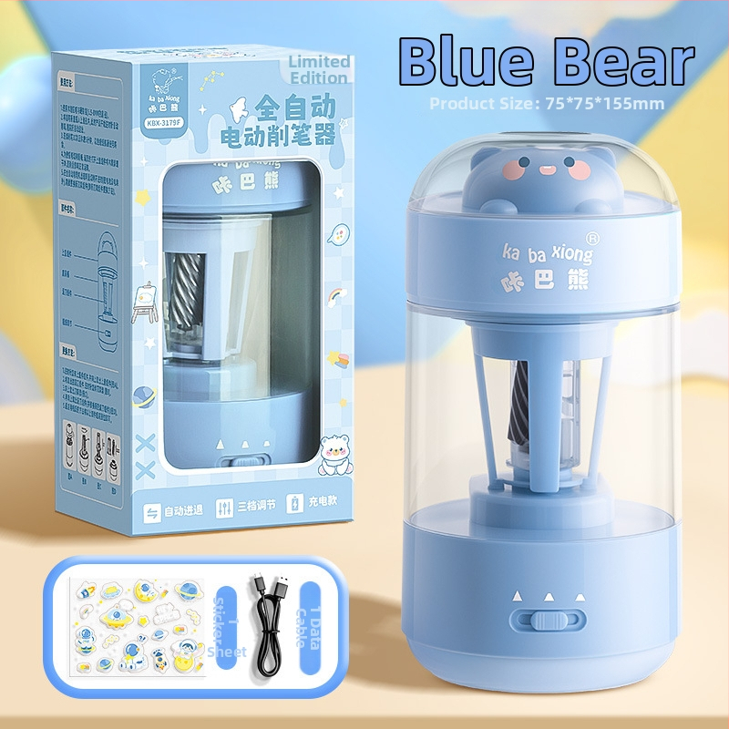 Kaba Bear KBX-3179 Elektrický ostrič ceruziek – plneautomatický, plastový, dizajn s motívom zvieraťa, vhodný pre deti a tínedžerov