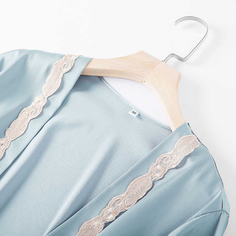 Pajamski set Ice Silk, pet dijelova, dugi rukavi, bez ovratnika, seksi stil