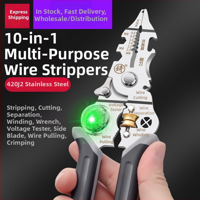 Elektrikár 28-v-1 viacúčelové kliešte: odstraňovanie izolácie, rezanie drôtov, krimpovanie, navíjanie a upínanie