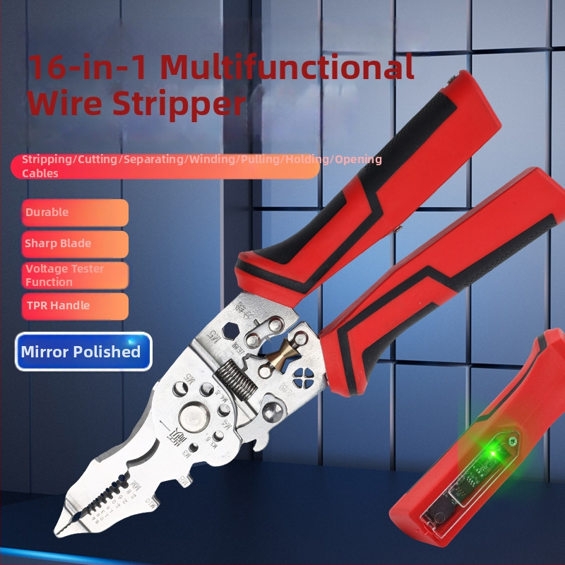 16-v-1 viacúčelový nástroj na odizolovanie a krimpovanie vodičov; Hmotnosť: 210 g