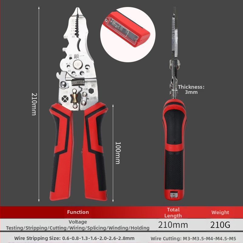 16-v-1 viacúčelový nástroj na odizolovanie a krimpovanie vodičov; Hmotnosť: 210 g