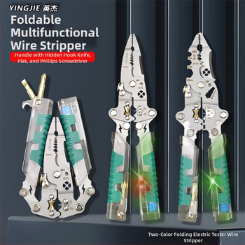 Hero skladací elektrický skrutkovač a kliešte na odizolovanie káblov, špičatý hrot, hmotnosť 220 g, skladacie elektrické testovacie kliešte