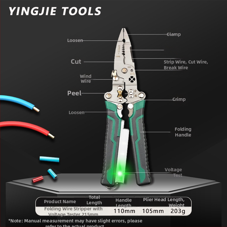 Hero skladací odizolovač káblov s testerom napätia – priama čeľusť, hmotnosť 0,2