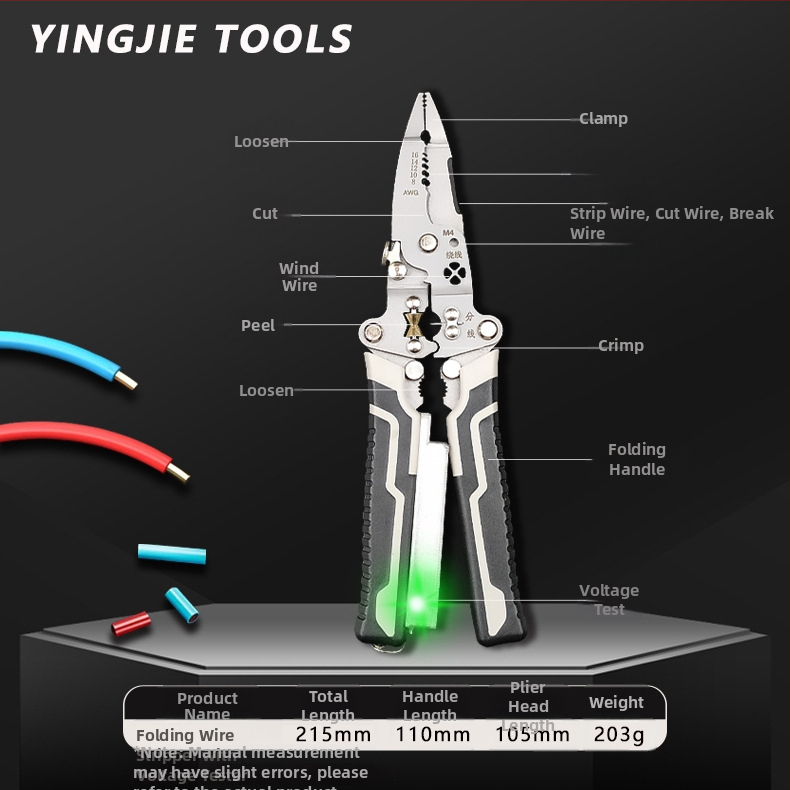 Hero skladací odizolovač káblov s testerom napätia – priama čeľusť, hmotnosť 0,2