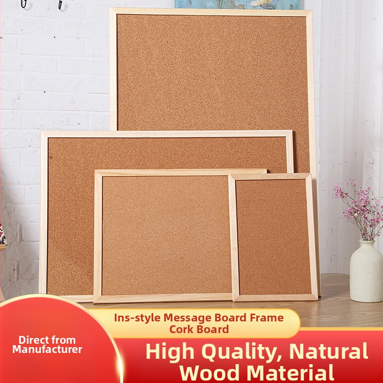 Korková doska na fotky – jednostranná visiaca tabuľa na správy, drevená, moderný minimalistický štýl