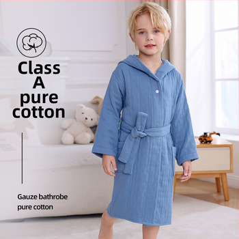 Detský župan na kúpanie z 100% bavlny, zimný hrubý s kapucňou, unisex, savý a bez chlpov