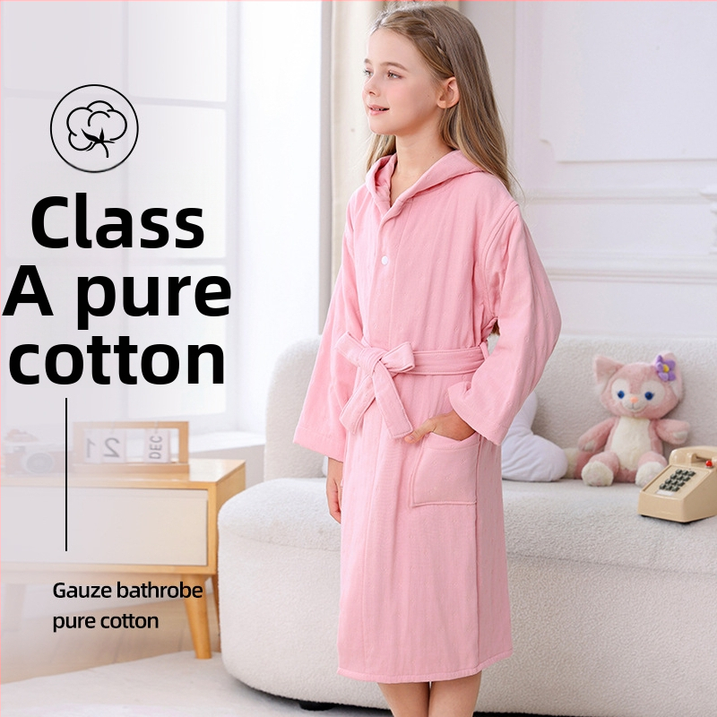 Detský župan na kúpanie z 100% bavlny, zimný hrubý s kapucňou, unisex, savý a bez chlpov