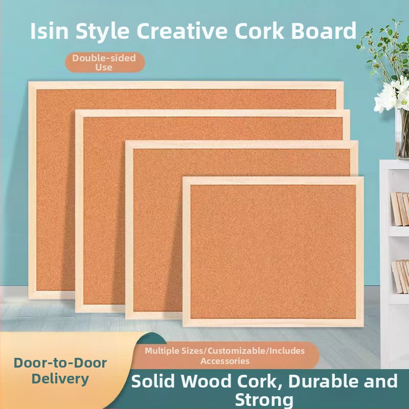Jednostraná zavesiteľná korková tabuľa s dreveným rámom pre fotografie a poznámky – karikatúrny štýl