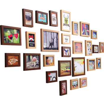 Jingyu 27-okvira zidna foto galerija, moderni minimalistički stil, ručna izrada, pravokutni okvir