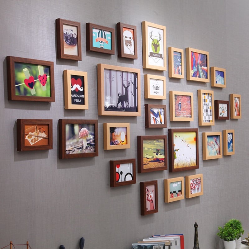 Jingyu 27-okvira zidna foto galerija, moderni minimalistički stil, ručna izrada, pravokutni okvir