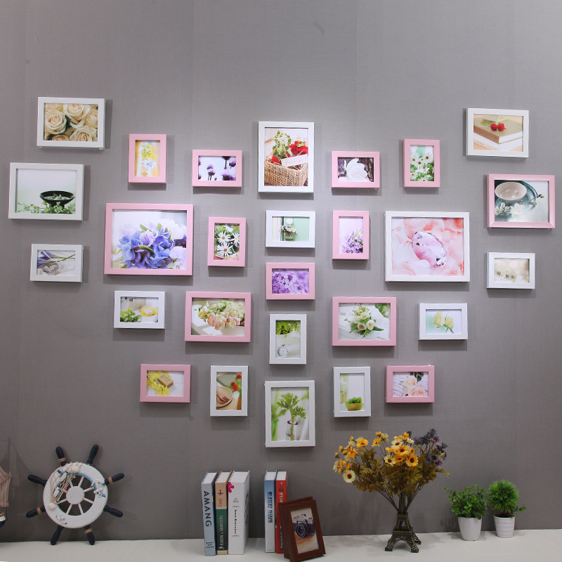 Jingyu 27-okvira zidna foto galerija, moderni minimalistički stil, ručna izrada, pravokutni okvir