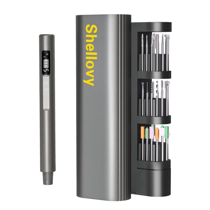 Безжично зареждаща гравираща писалка H101 и мини електрошлайф — 30 000 об./мин, патронник 2.35–3.0 мм, подходяща за дърворезба