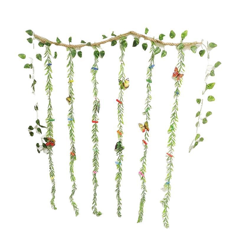 Dekor zidnih fotografija s auto-prijanjivim konopnim užetnim klipsama, stil drveno/pleteno, jednostavan dizajn, bez bušenja