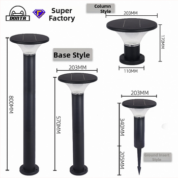DONTA SG-2 vonkajšia solárna LED lampa na zem, hliník, IP65, 7W, 6–12 hodín prevádzky